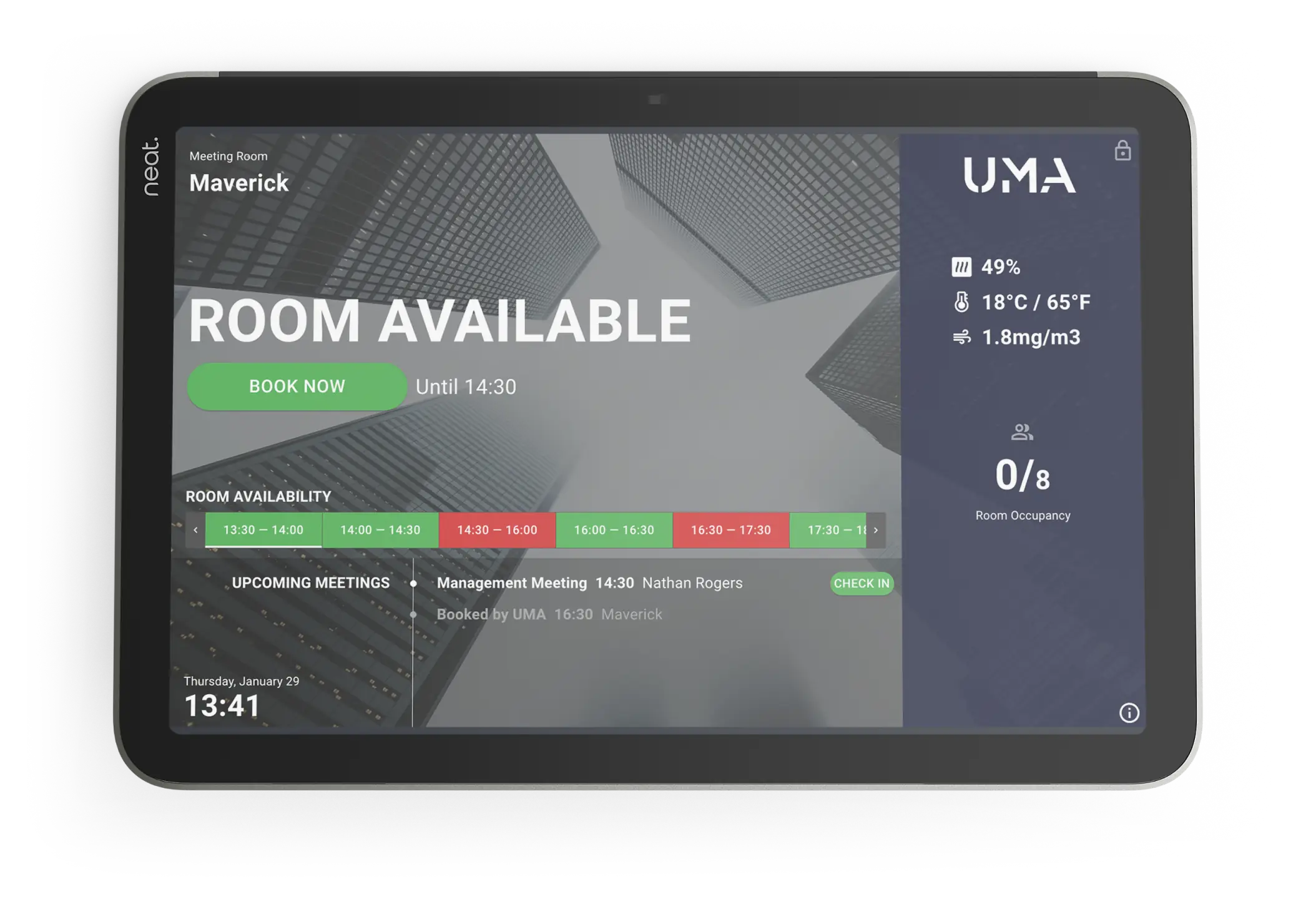 Uma running on Neat Pad Pro.